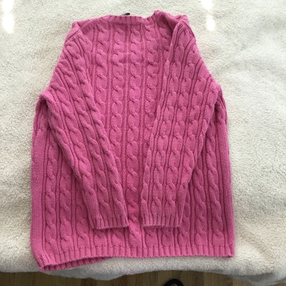 Vintage GAP Y2K Cable Knit Cardigan Sweater 3/4 Sleeve Bright Pink - Sz Small - Picture 9 of 13